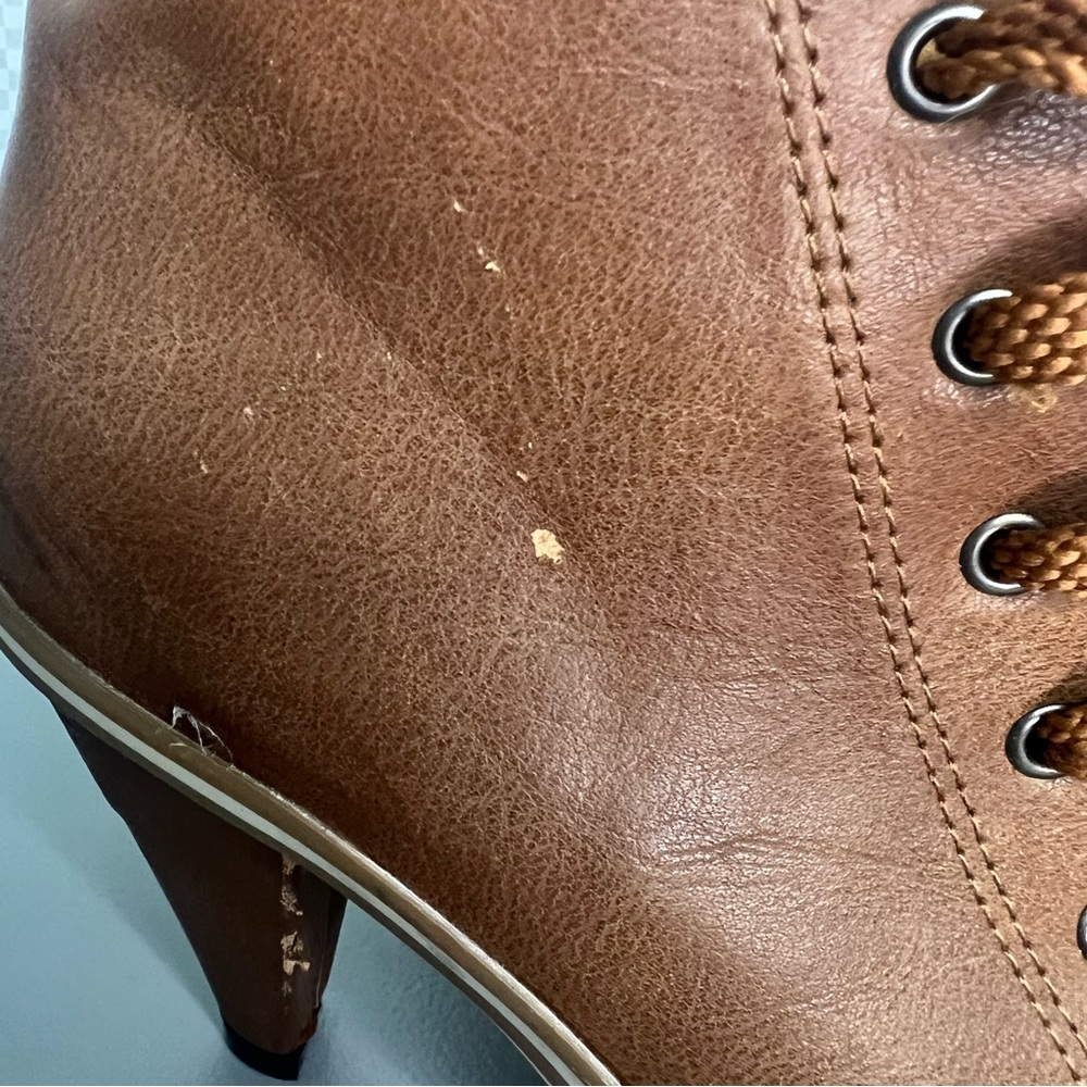 Reneeze Brown Lace Up High Heel Ankle Boots Faux Leather‎ Size  6 - Picture 5 of 11